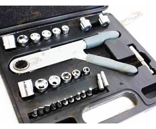 29 Pc Power Wrench Socket Hand Ratchet Tool Set Kit & Accessories